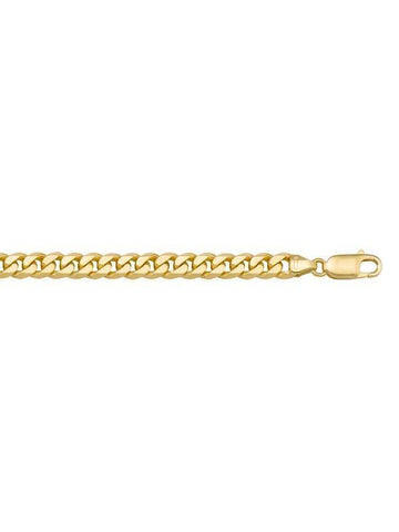 10K, 14K, 18K Yellow Gold Solid Flat Beveled Link Curb 6.0 mm Italian Bracelet
