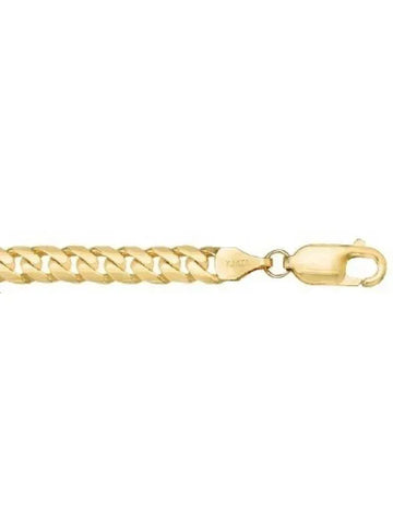 10K, 14K, 18K Yellow Gold Solid Domed Link Curb 5.1 mm Italian Bracelet