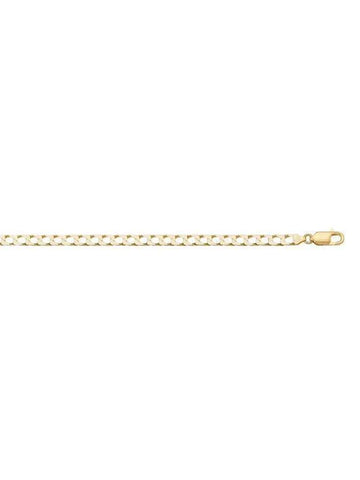 10K, 14K, 18K Yellow Gold Squared Link Curb 2.6 mm Italian Chain