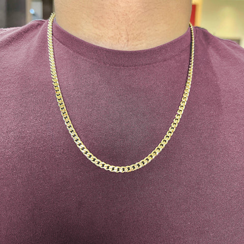 10, 14, 18 Karat Yellow Gold Squared Link Curb 5.0 mm Italian Chain