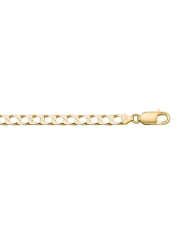 10, 14, 18 Karat Yellow Gold Squared Link Curb 5.0 mm Italian Chain