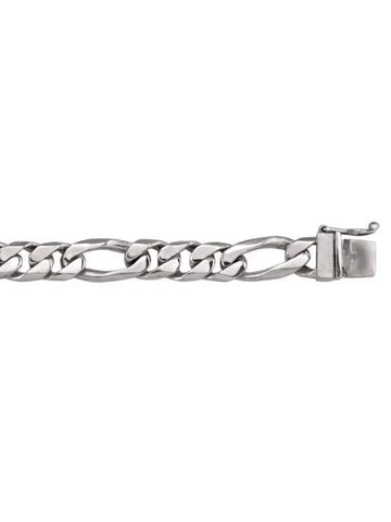 10, 14, 18 Karat White Gold Figaro Link 8.0 mm Bracelet