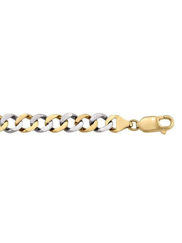 10, 14, 18 Karat Fancy Two Tone Yellow and White Gold Figaro Link 8.0 mm Bracelet