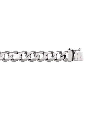 10, 14, 18 Karat White Gold Open Link Beveled Edges 9.5 mm Curb Bracelet