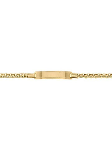 14 Karat Yellow Gold Solid Bismark 3.1 mm Italian Id Bracelet