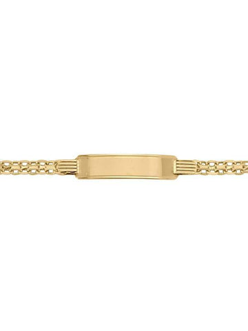 14 Karat Yellow Gold Solid Bismark 4.5 mm Italian Womens Id Bracelet