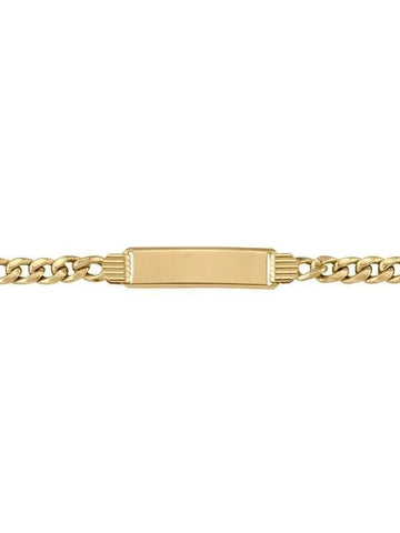 10, 14, 18 Karat Yellow Gold Hollow Curb 5.4 mm Italian Mens Id Bracelet