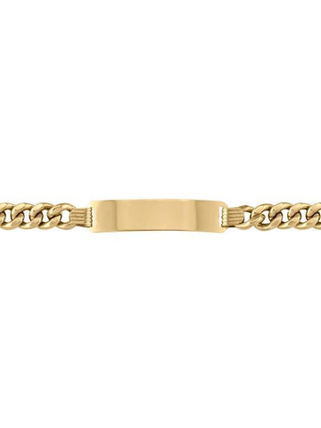 10, 14, 18 Karat Yellow Gold Hollow Curb 6.6 mm Italian Mens Id Bracelet
