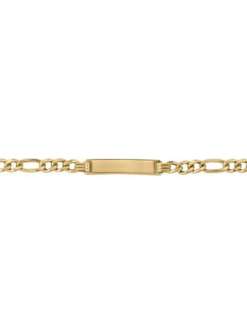 10, 14, 18 Karat Yellow Gold Hollow Figaro 4.4 mm Italian Women's Id Bracelet