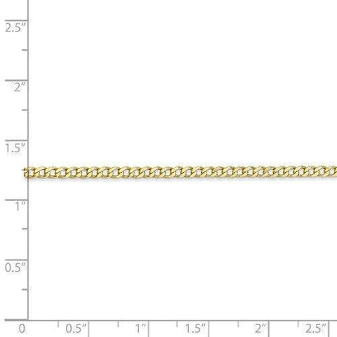 10K, 14K Yellow Gold Solid Open Link Curb 2.4 mm Italian Anklet