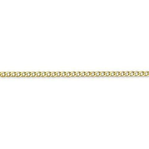 10K, 14K Yellow Gold Solid Open Link Curb 2.4 mm Italian Anklet