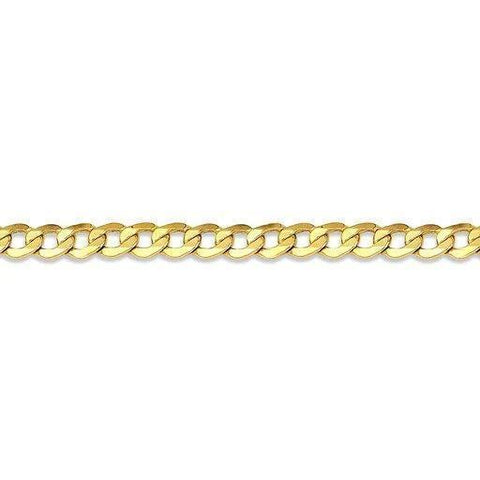 10K, 14K Yellow Gold Solid Open Link Curb 3.0 mm Italian Anklet