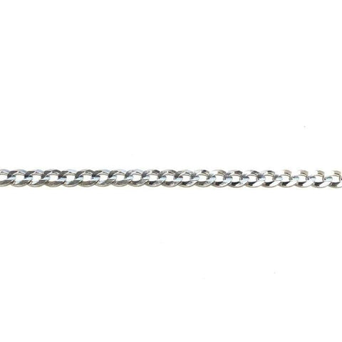 10K, 14K White Gold Solid Open Link Curb 3.0 mm Italian Anklet