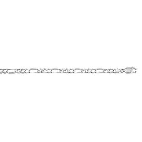 10K, 14K White Gold Solid Open Link Curb 3.0 mm Italian Anklet