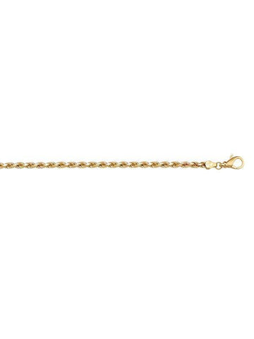 10K, 14K Yellow Gold Solid Diamond Cut Rope 1.8 mm Italian Anklet