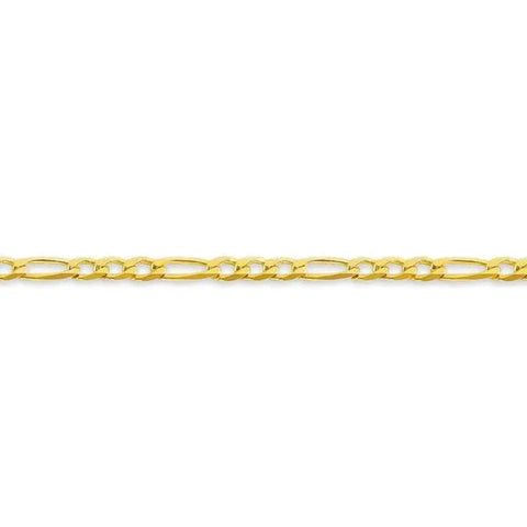 10, 14, 18 Karat Yellow Gold Figaro Link 3.1 mm Italian Bracelet