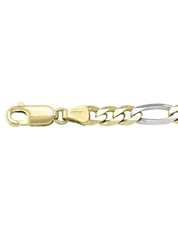 10K, 14K, 18K Two Tone Figaro Link 5.1 mm Italian Gold Bracelet