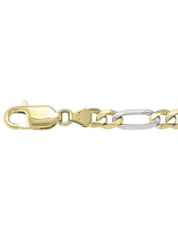 10K, 14K, 18K Two Tone Figaro Link 5.7 mm Italian Gold Bracelet