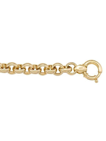 14K, 18K Yellow Gold Hollow Rolo 11.0 mm Italian Bracelet