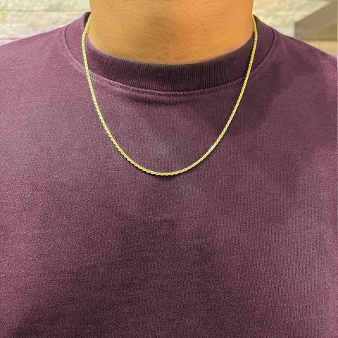 10K, 14K, 18K Yellow Gold Solid Diamond Cut Rope 3.5 mm Italian Chain