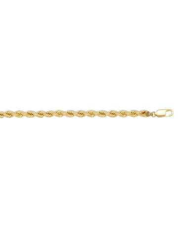 10K, 14K, 18K Yellow Gold Hollow Rope 3.0 mm Italian Chain