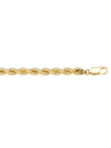 10K, 14K, 18K Yellow Gold Hollow Rope 5.0 mm Italian Chain