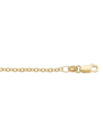 10K, 14K, 18K Yellow Gold Open Cable 2.0 mm Italian Chain