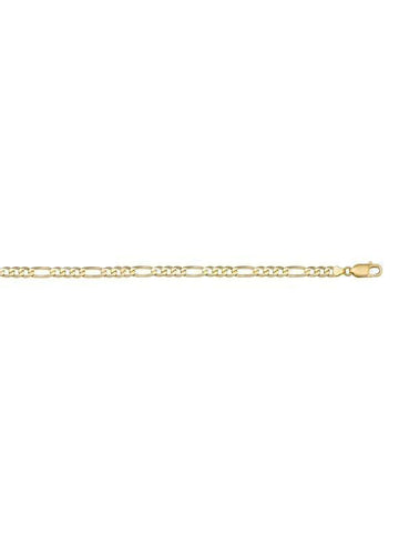 10, 14, 18 Karat Yellow Gold Hollow Figaro 3.4 mm Italian Bracelet