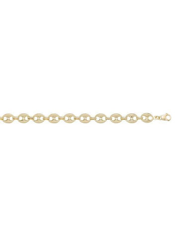 10, 14, 18 Karat Yellow Gold Hollow Puffed Anchor 5.0 mm Italian Bracelet