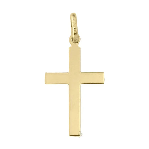 10, 14, 18 Karat Yellow Gold Religious Italian Classic Flat Cross