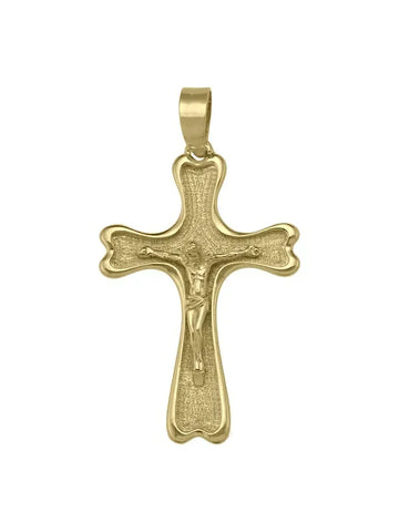 10K, 14K, 18K Yellow Gold Solid Religious Italian Cross with Crucifix