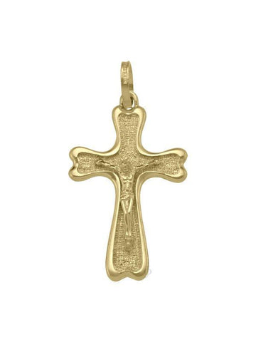 10K, 14K, 18K Yellow Gold Solid Religious Italian Cross with Crucifix