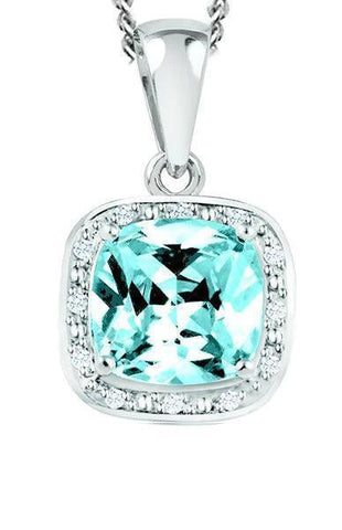 December Birthstone Pendant with Diamond Accent set in Sterling Silver