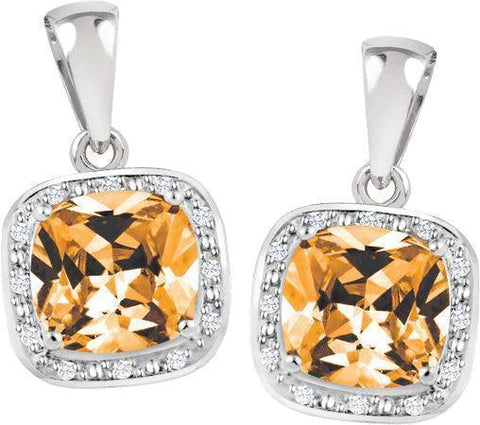 November Birthstone Earring with Diamond Accent set in Sterling Silver