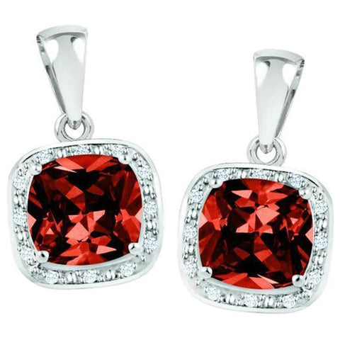 January Birthstone Earring with Diamond Accent set in Sterling Silver
