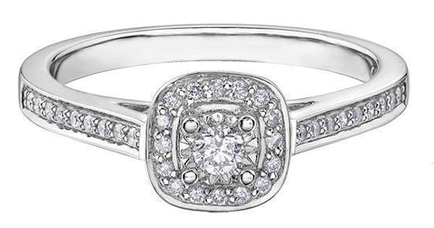 10K White Gold 0.19TDW Diamond Halo Engagement Ring