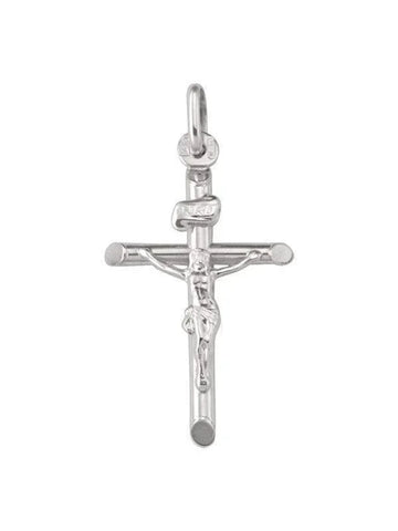 10K, 14K, 18K White Gold Religious Italian Cross with Crucifix