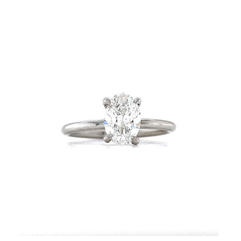 14K White Gold 1.00 Oval Lab Grown Solitaire Diamond Ring