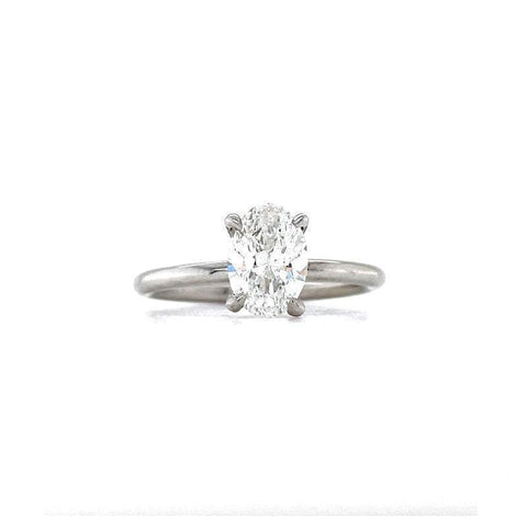 14K White Gold 1.00 Oval Lab Grown Solitaire Diamond Ring