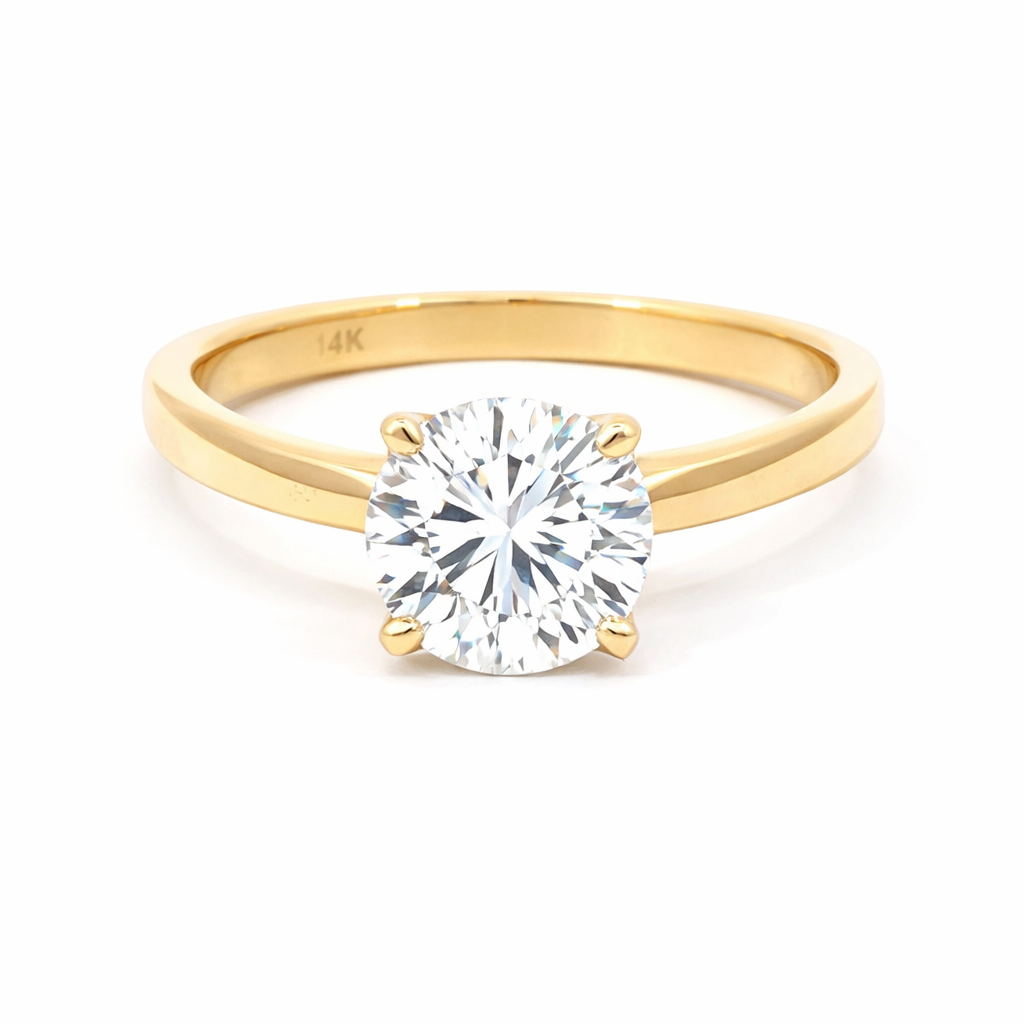 1.06CT Lab Grown Diamond Solitaire Ring in 14K Yellow Gold