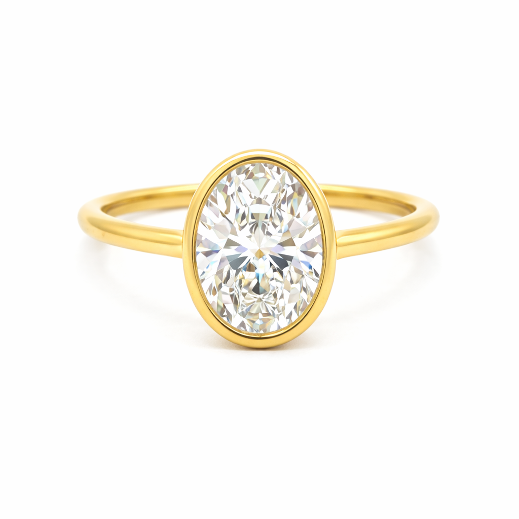 1.51 CT Oval Lab Grown Diamond Solitaire Ring in 14K Yellow Gold
