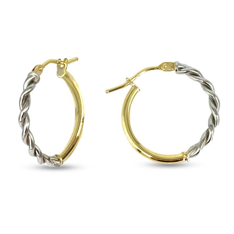 10K Two-Tone Gold Twist Hoop Earrings