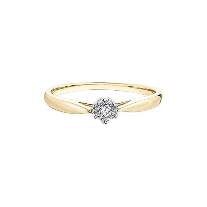 10K Yellow Gold Illusion Set 0.05 CT Diamond Ring 