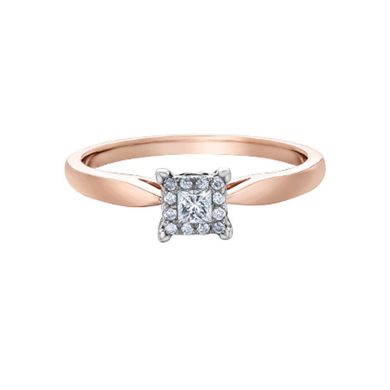 10K Rose Gold 0.13TDW Diamond Halo Ring