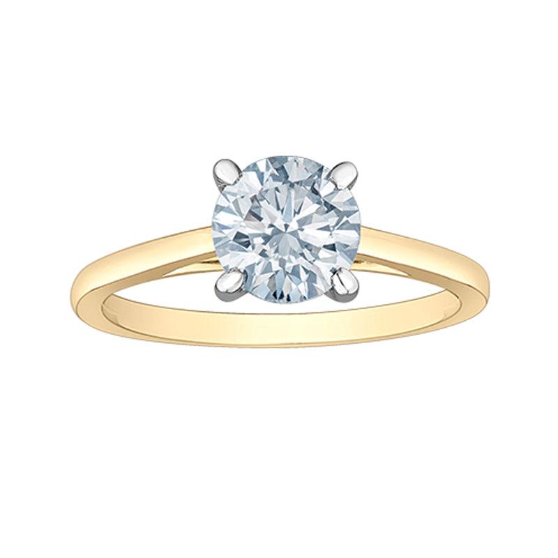 1.00CT Round Lab Grown Diamond Solitaire Ring in 14K Yellow &amp; White Gold