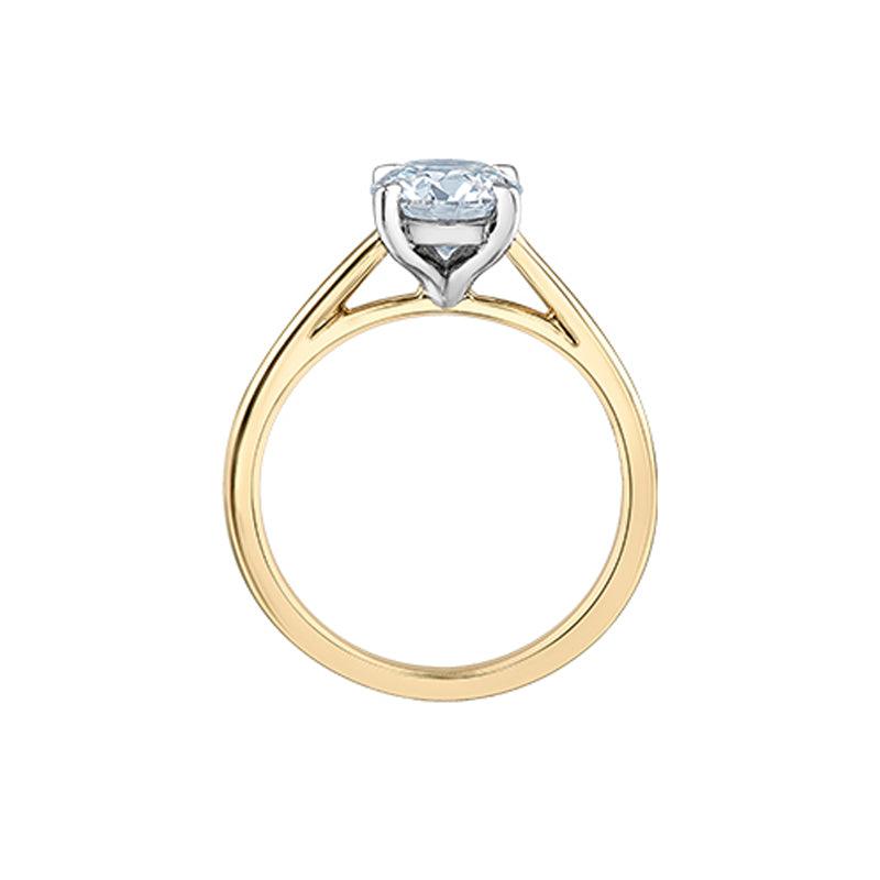 1.00CT Round Lab Grown Diamond Solitaire Ring in 14K Yellow &amp; White Gold