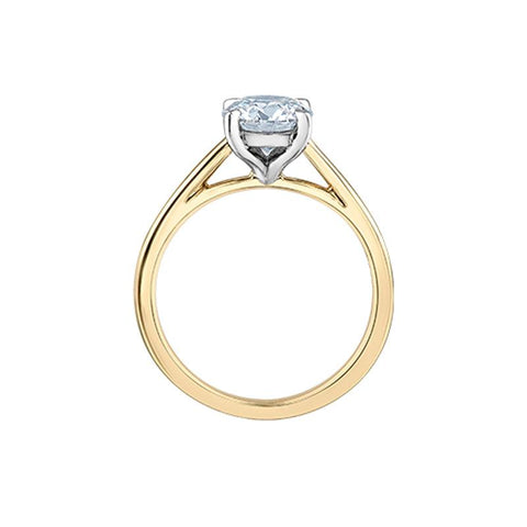 1.00CT Round Lab Grown Diamond Solitaire Ring in 14K Yellow & White Gold