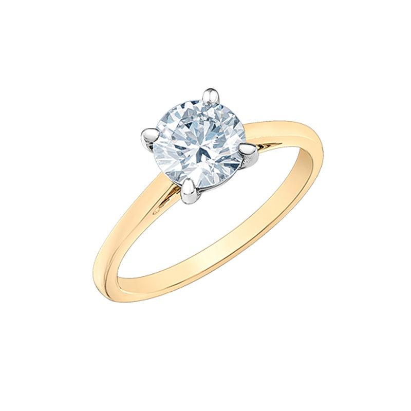 1.00CT Round Lab Grown Diamond Solitaire Ring in 14K Yellow &amp; White Gold