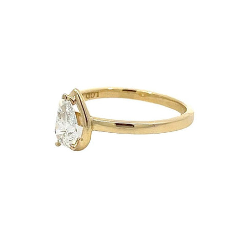 0.50CT Lab Grown Diamond Pear Shape Ring in 10K Yellow Gold