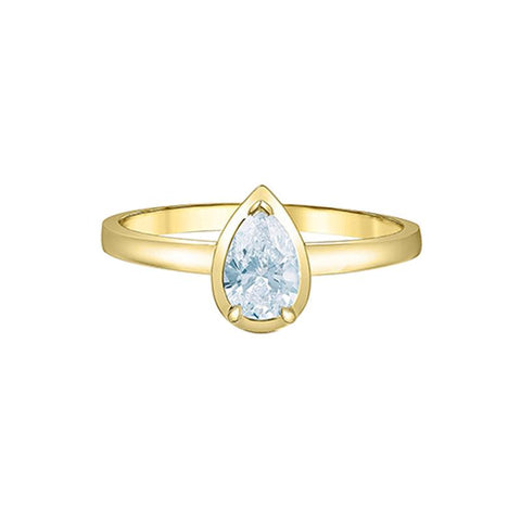 0.50CT Lab Grown Diamond Pear Shape Ring in 10K Yellow Gold